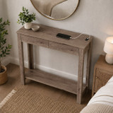 CAMDEN Hallway Console Table w/ USB Ports and Storage Shelf