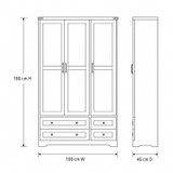 3 Door 4 Drawer Shaker Wardrobe with Hanging Rail