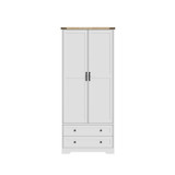 2 Door 2 Drawer Panelled Wardrobe with Oak Top