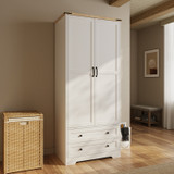 2 Door 2 Drawer Panelled Wardrobe with Oak Top