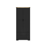 2 Door 2 Drawer Panelled Wardrobe with Oak Top