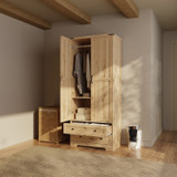 2 Door 2 Drawer Panelled Wardrobe with Oak Top
