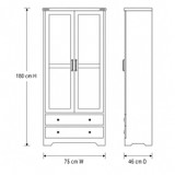2 Door 2 Drawer Panelled Wardrobe with Oak Top