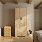 HARROGATE 180cm 2 Door 2 Drawer Panelled Wardrobe w/ Oak Top