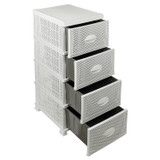 4 Drawer Rattan Effect Plastic Storage Tower