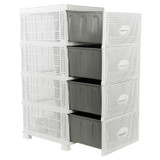 4 Drawer Rattan Effect Plastic Storage Tower