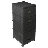 4 Drawer Rattan Effect Plastic Storage Tower