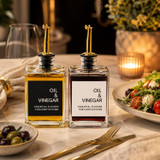 Glass Oil & Vinegar Bottle with Gold Pourer