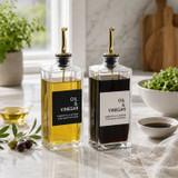 Glass Oil & Vinegar Bottle with Gold Pourer