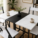 Folding Dining Table and 4 Chairs Set with Drop Leaf Design