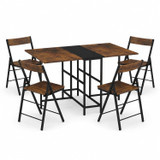 Folding Dining Table and 4 Chairs Set with Drop Leaf Design