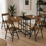 Folding Dining Table and 4 Chairs Set with Drop Leaf Design