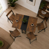 Folding Dining Table and 4 Chairs Set with Drop Leaf Design