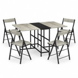 Folding Dining Table and 4 Chairs Set with Drop Leaf Design