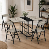 Folding Dining Table and 4 Chairs Set with Drop Leaf Design