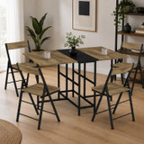 Folding Dining Table and 4 Chairs Set with Drop Leaf Design
