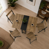 Folding Dining Table and 4 Chairs Set with Drop Leaf Design