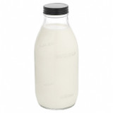 1L Vintage Glass Milk Bottle with Matt Black Lid