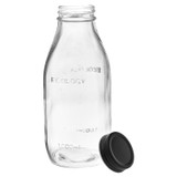1L Vintage Glass Milk Bottle with Matt Black Lid