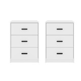 3 Drawer Bedside Cabinets Set of 2 Wood Effect