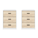 3 Drawer Bedside Cabinets Set of 2 Wood Effect