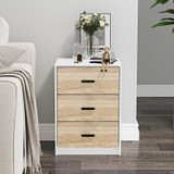 3 Drawer Bedside Cabinets Set of 2 Wood Effect
