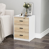 3 Drawer Bedside Cabinets Set of 2 Wood Effect