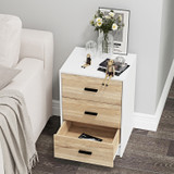 3 Drawer Bedside Cabinets Set of 2 Wood Effect