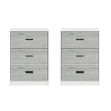 3 Drawer Bedside Cabinets Set of 2 Wood Effect