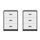 3 Drawer Bedside Cabinets Set of 2 Wood Effect