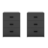 3 Drawer Bedside Cabinets Set of 2 Wood Effect