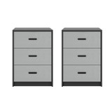 3 Drawer Bedside Cabinets Set of 2 Wood Effect