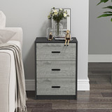 3 Drawer Bedside Cabinets Set of 2 Wood Effect