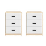 3 Drawer Bedside Cabinets Set of 2 Wood Effect