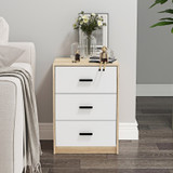 3 Drawer Bedside Cabinets Set of 2 Wood Effect