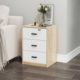 3 Drawer Bedside Cabinets Set of 2 Wood Effect