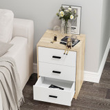 3 Drawer Bedside Cabinets Set of 2 Wood Effect