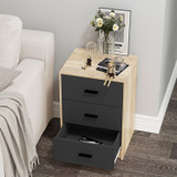 3 Drawer Bedside Cabinets Set of 2 Wood Effect