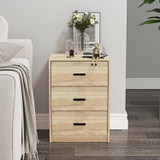 3 Drawer Bedside Cabinets Set of 2 Wood Effect