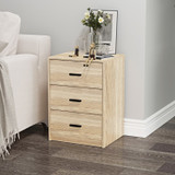 3 Drawer Bedside Cabinets Set of 2 Wood Effect