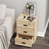 3 Drawer Bedside Cabinets Set of 2 Wood Effect
