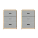 3 Drawer Bedside Cabinets Set of 2 Wood Effect