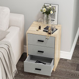 3 Drawer Bedside Cabinets Set of 2 Wood Effect
