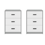3 Drawer Bedside Cabinets Set of 2 Wood Effect