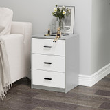 3 Drawer Bedside Cabinets Set of 2 Wood Effect
