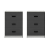 3 Drawer Bedside Cabinets Set of 2 Wood Effect