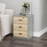 3 Drawer Bedside Cabinets Set of 2 Wood Effect