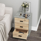 3 Drawer Bedside Cabinets Set of 2 Wood Effect