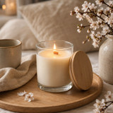 12Oz Blossom Scented Candle in Glass Jar w/ Bamboo Lid