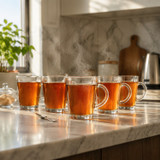 400ml Clear Glass Tea Coffee Mugs w/ Handle